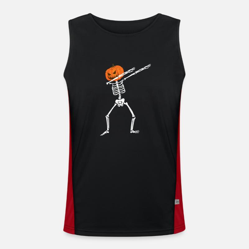 Halloween Dabbing Squelette Effrayant Citrouille Débardeur respirant contrasté Homme 