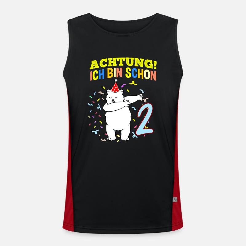 Achtung Ich Bin Schon 2 Geburtstag Eisbär Funktionelles Kontrast-Tank Top für Männer 