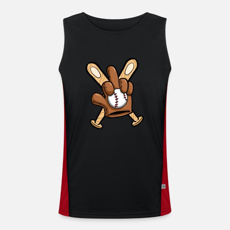 Baseball Player Baseball Glove Middle Finger Men's Functional Contrast Tank Top 