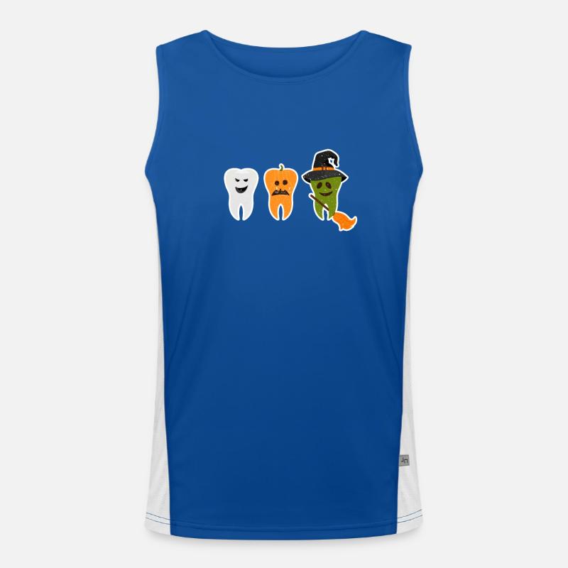 Teeth Ghost Pumpkin Witch Cute Dentist Men's Functional Contrast Tank Top 