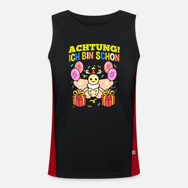 Achtung Ich Bin Schon 5 Geburtstag Motte Funktionelles Kontrast-Tank Top für Männer 