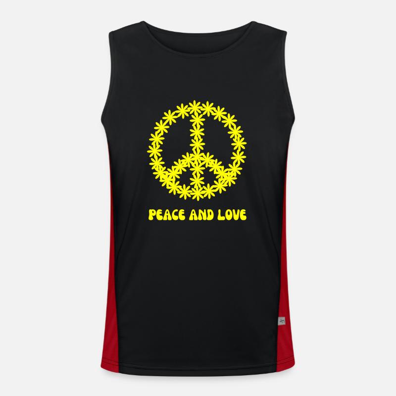 Zeichen des Friedens Gelbe Gänseblümchen Flower Power Funktionelles Kontrast-Tank Top für Männer 