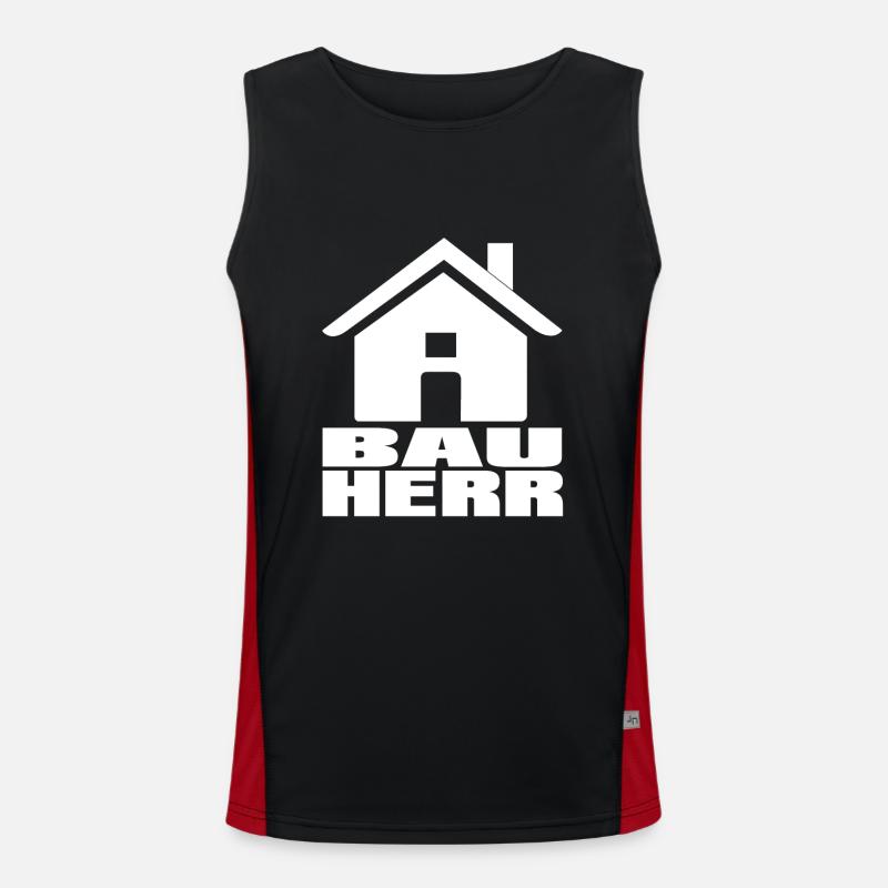 Bauherr Eigenheim Hausbau Baustelle Funktionelles Kontrast-Tank Top für Männer 