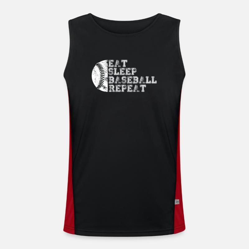 Manger dormir Baseball Répéter Joueur de baseball Drôle Débardeur respirant contrasté Homme 