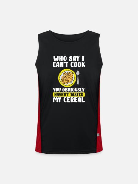 Who says I can't cook? - Men's Functional Contrast Tank Top  - black/red - Front