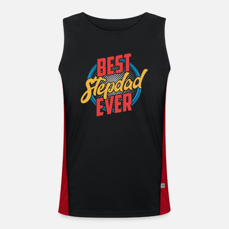 Best Stepfather Ever Stepdad Stepdad - Men's Functional Contrast Tank Top  - black/red
