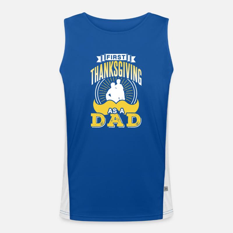 Erstes Erntedankfest Als Vater Sprüche Papa Papi Funktionelles Kontrast-Tank Top für Männer 