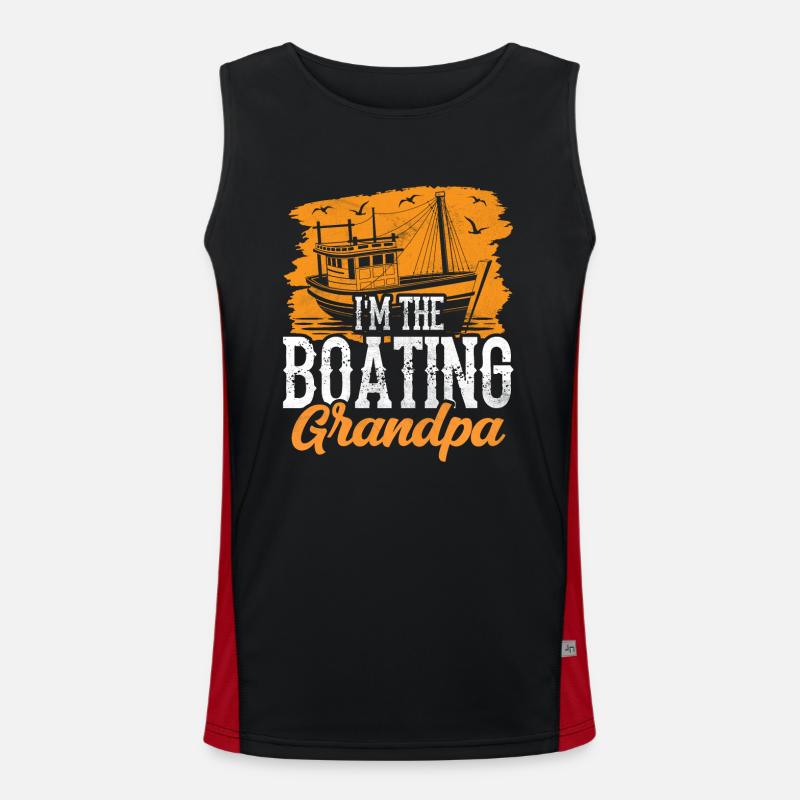 Ich Bin Der Boot Fahrende Opa Schiff Bootfahren Funktionelles Kontrast-Tank Top für Männer 