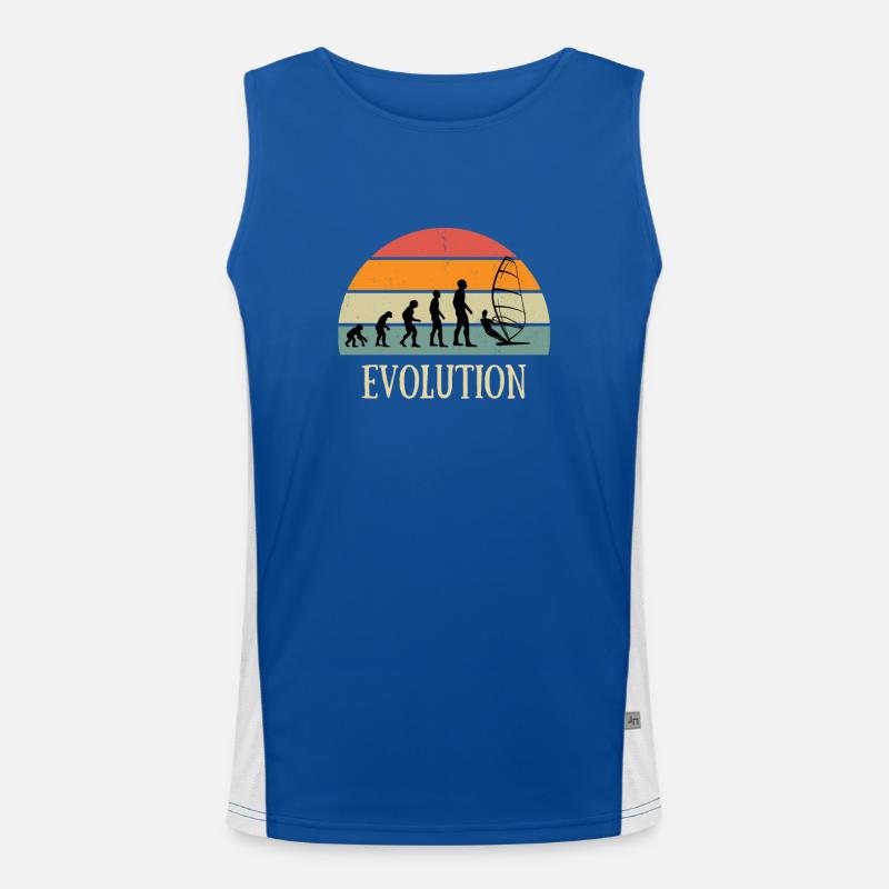 evolution windsurfing humor snowboarder man Funktionelles Kontrast-Tank Top für Männer 