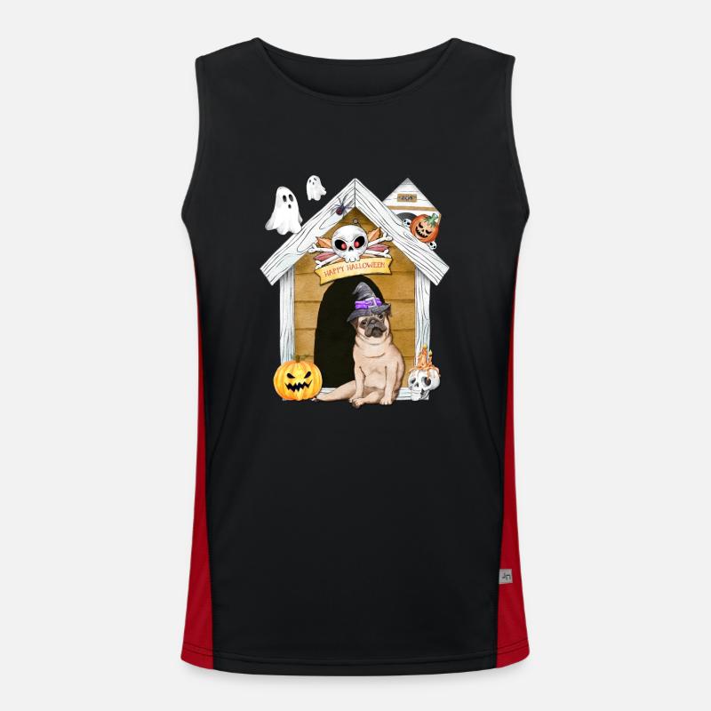 Halloween Mops Hund Hexe Funktionelles Kontrast-Tank Top für Männer 