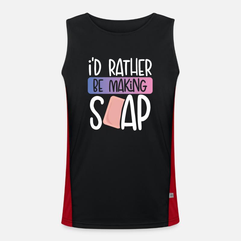 I'd rather make soap - Men's Functional Contrast Tank Top  - black/red