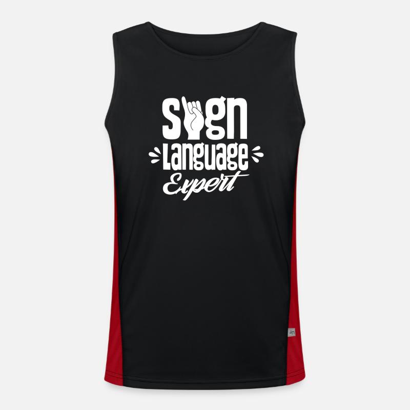 Sign Language Expert Gestures Signs Awareness Men's Functional Contrast Tank Top 
