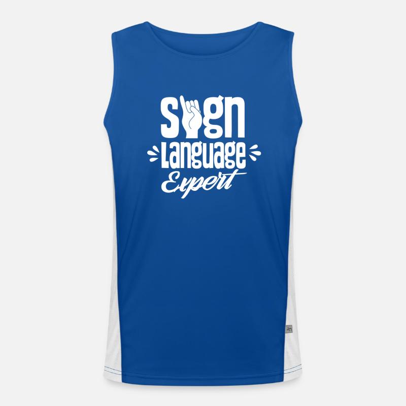 Gebärdensprache Experte Gestik Gebärden Awareness Funktionelles Kontrast-Tank Top für Männer 