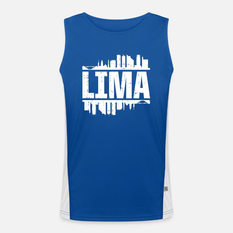 Lima Peru Skyline Funktionelles Kontrast-Tank Top für Männer 