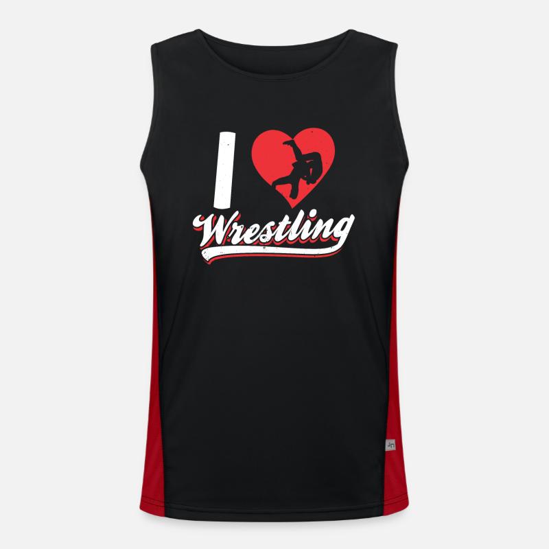 Ich Liebe Wrestling Ringen Ringer Ringkampf Funktionelles Kontrast-Tank Top für Männer 