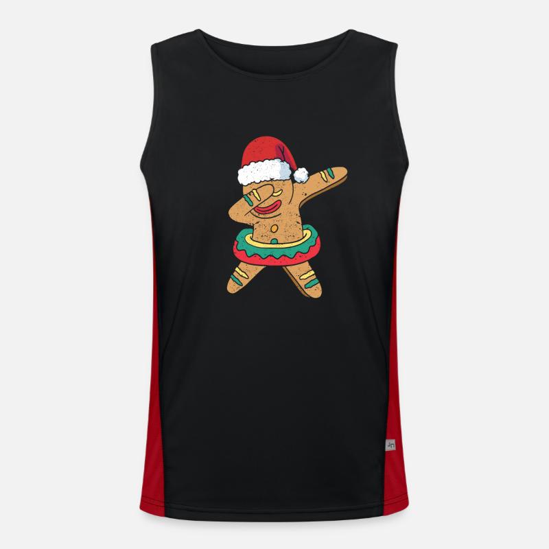 Dabbing Lebkuchenmann Plätzchen Weihnachten Pjs Funktionelles Kontrast-Tank Top für Männer 