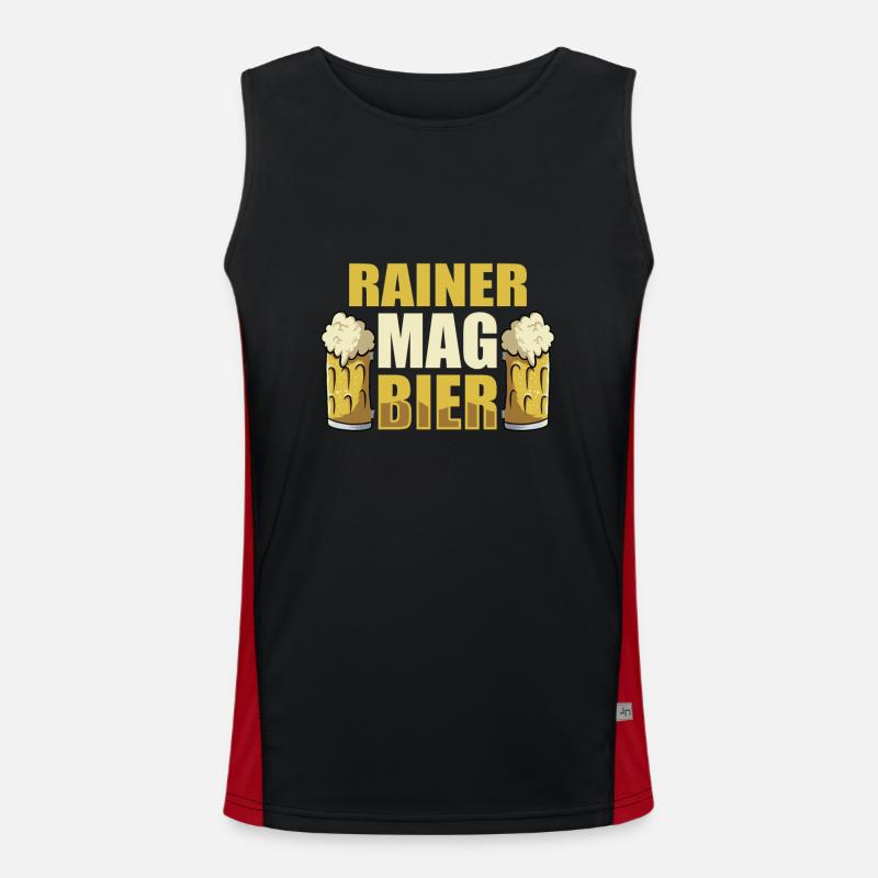Rainer mag Bier Name Geburtstag Funktionelles Kontrast-Tank Top für Männer 