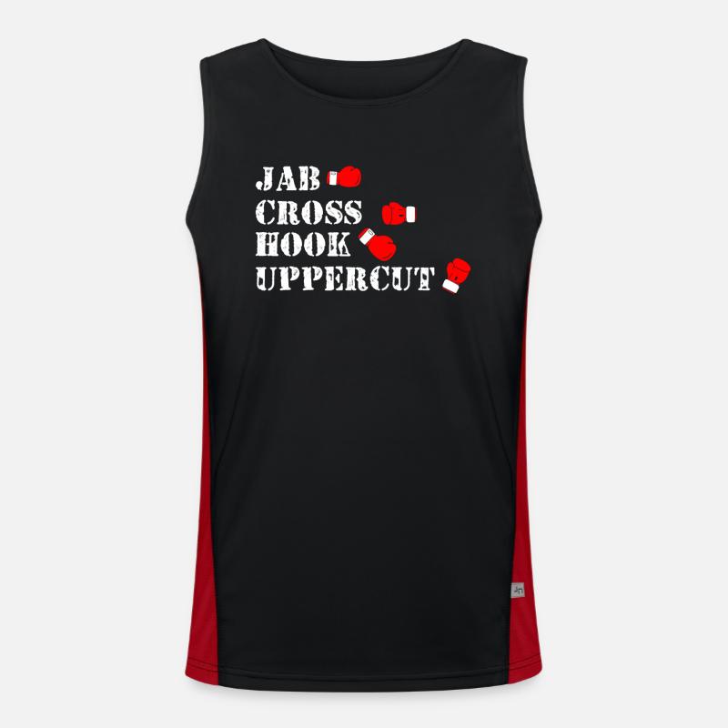 Coups de boxe, boxers, crochets vers le haut, crochets, jab Débardeur respirant contrasté Homme 