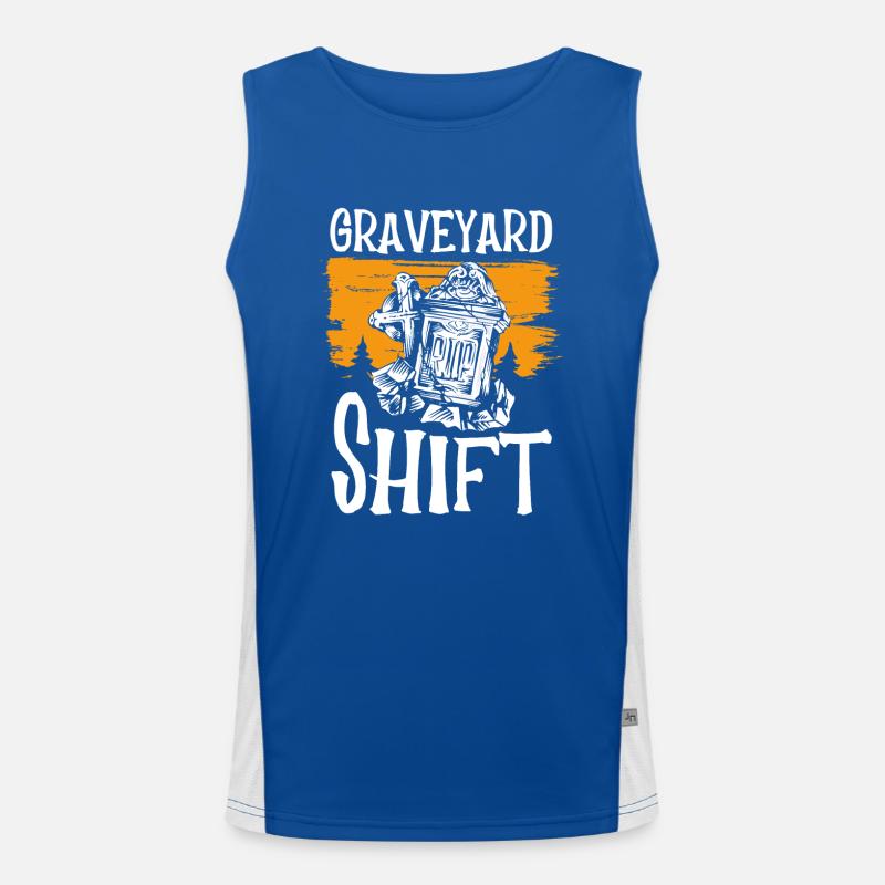 Halloween shift in the cemetery Men's Functional Contrast Tank Top 