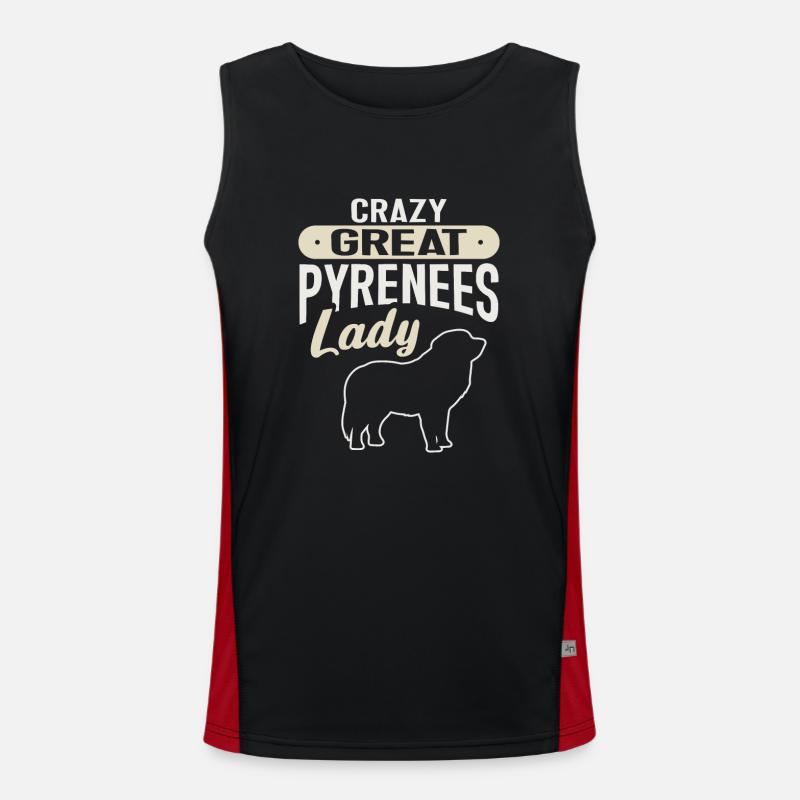 Great Pyrenean Dog, Crazy Great Pyrenean Lady Men's Functional Contrast Tank Top 
