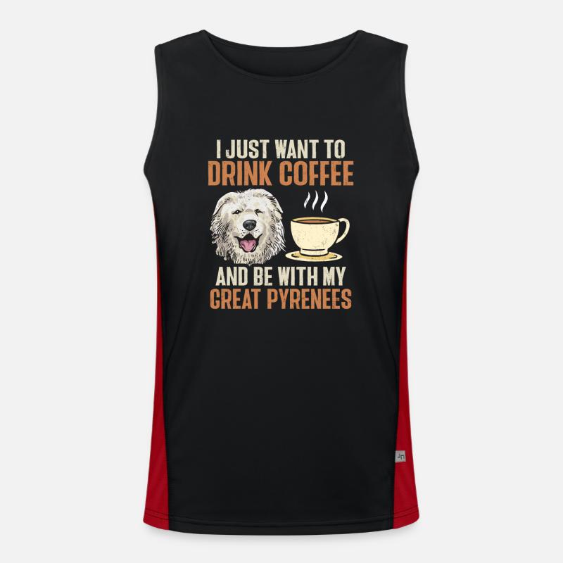 Great Pyrenees Dog Coffee Pyrenees Men's Functional Contrast Tank Top 