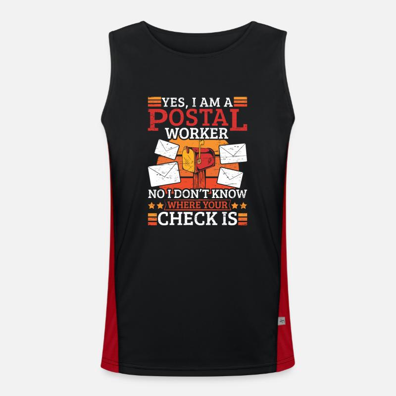 Postbote Ja, ich bin ein Postangestellter Funktionelles Kontrast-Tank Top für Männer 