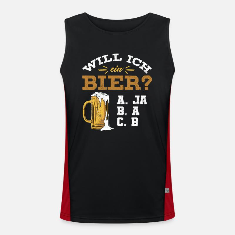 Will ich ein Bier? Biertrinker, Bier Biere saufen Funktionelles Kontrast-Tank Top für Männer 