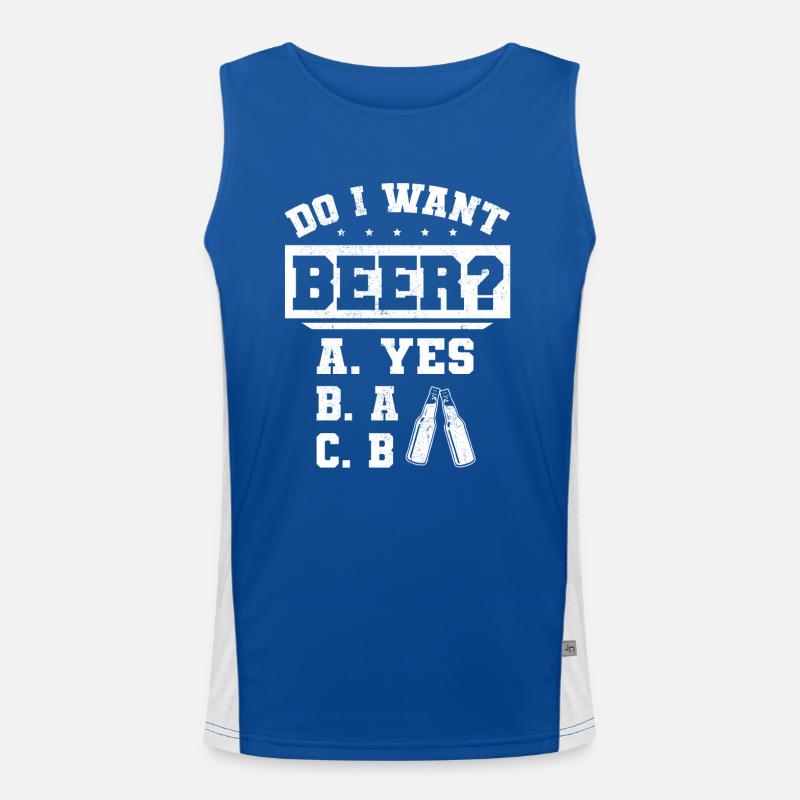 Will ich ein Bier? Biertrinker, Bier Biere saufen Funktionelles Kontrast-Tank Top für Männer 