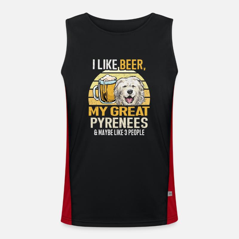 Great Pyrenees Hund Ich mag Bier Mein Great Pyrene Funktionelles Kontrast-Tank Top für Männer 