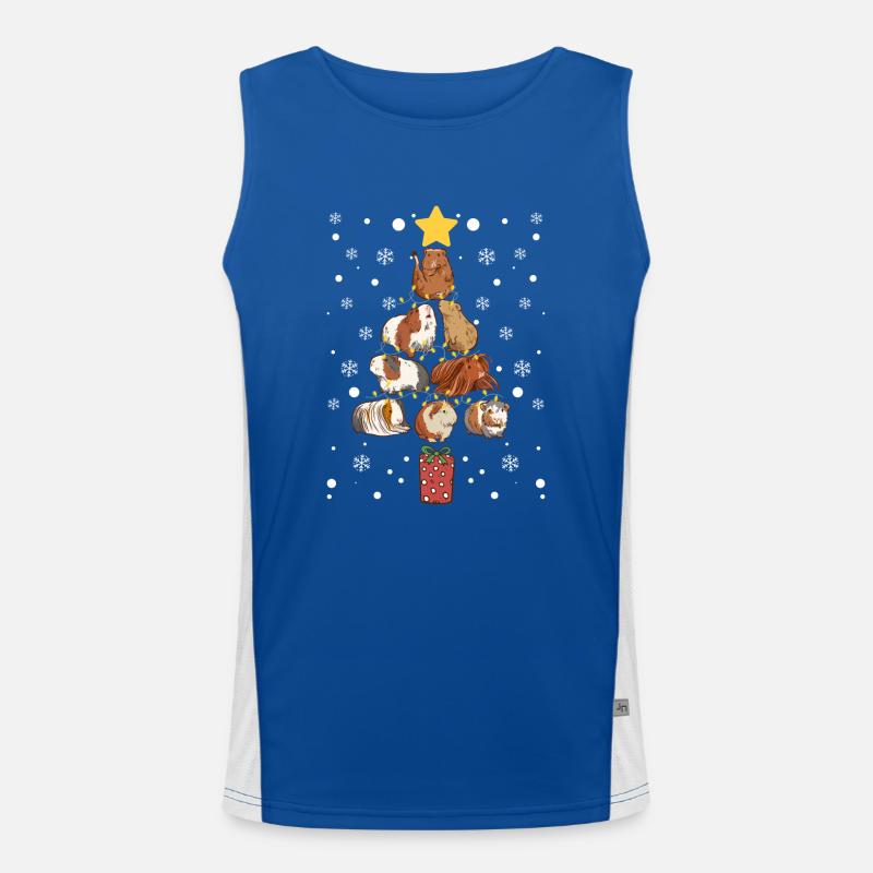 Tree Guinea Pig Christmas Animals Lovers Men's Functional Contrast Tank Top 