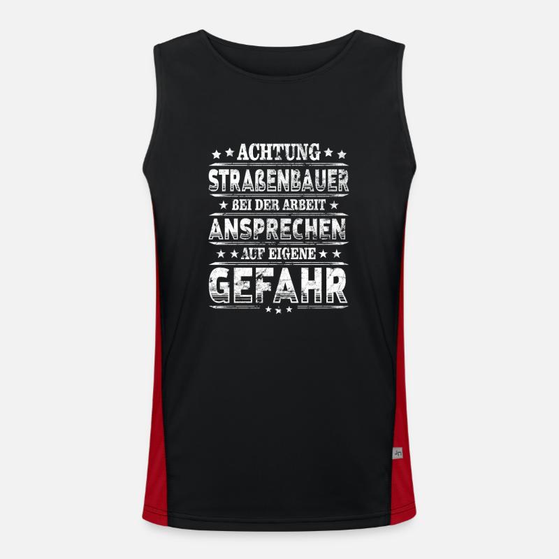Straßenbauer Achtung Bodenleger bei Arbeit Funktionelles Kontrast-Tank Top für Männer 