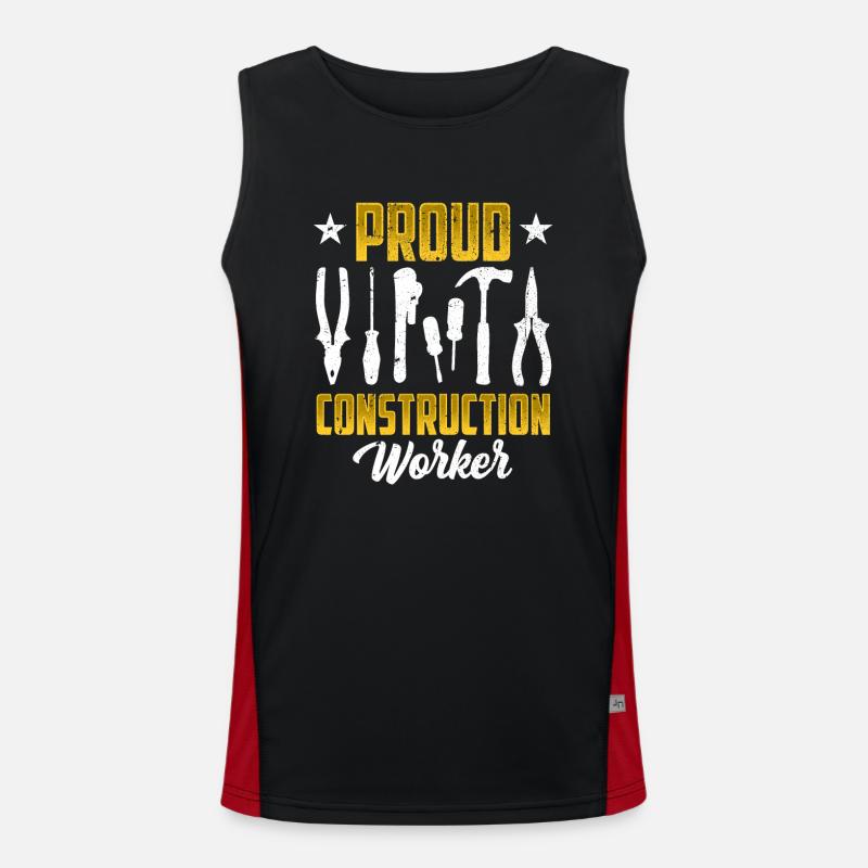 Proud Construction Worker Team Teamwork Construction Site Construction Men's Functional Contrast Tank Top 