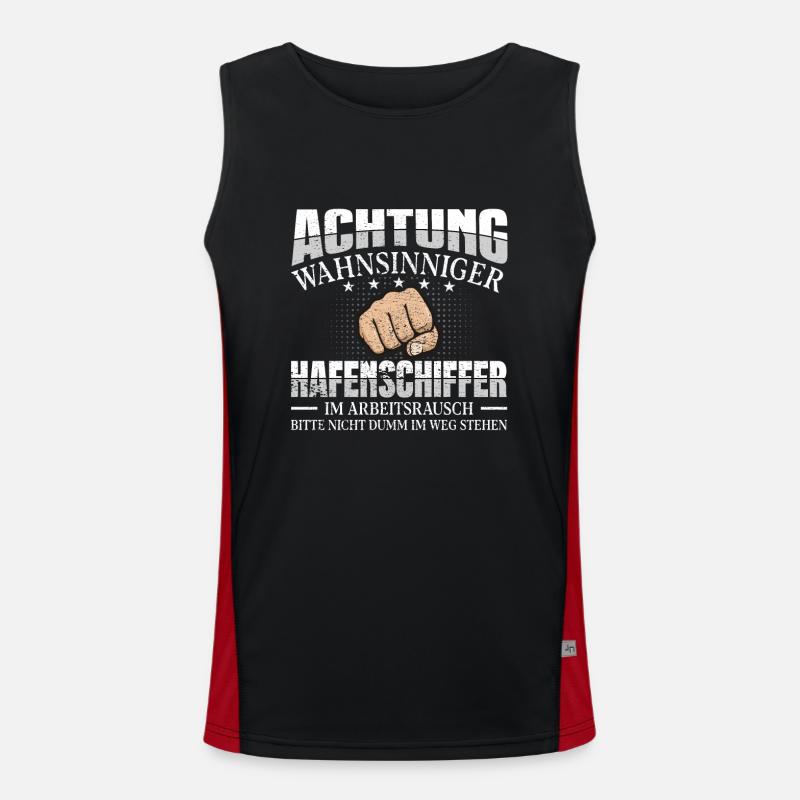 Hafenschiffer Achtung wahnsinniger Bootsbauer Funktionelles Kontrast-Tank Top für Männer 