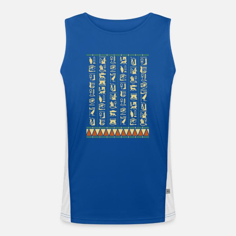 Hieroglyphs Pyramids Ancient Egypt Men's Functional Contrast Tank Top 