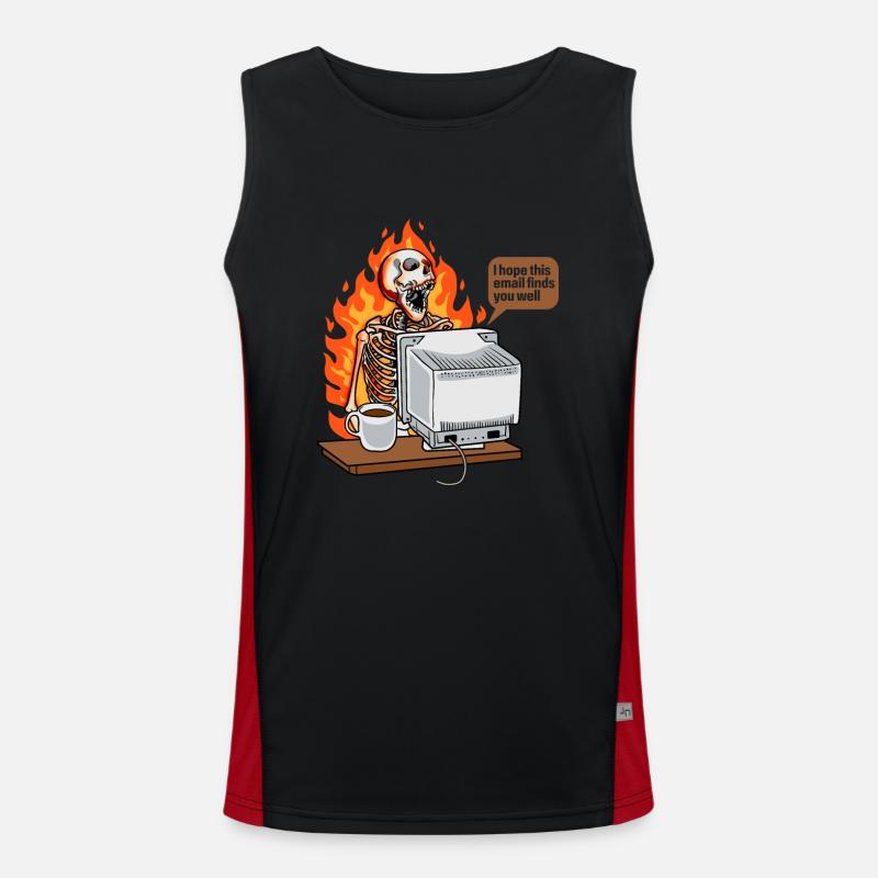 Saturated Coffee At Work New Email Men's Functional Contrast Tank Top 