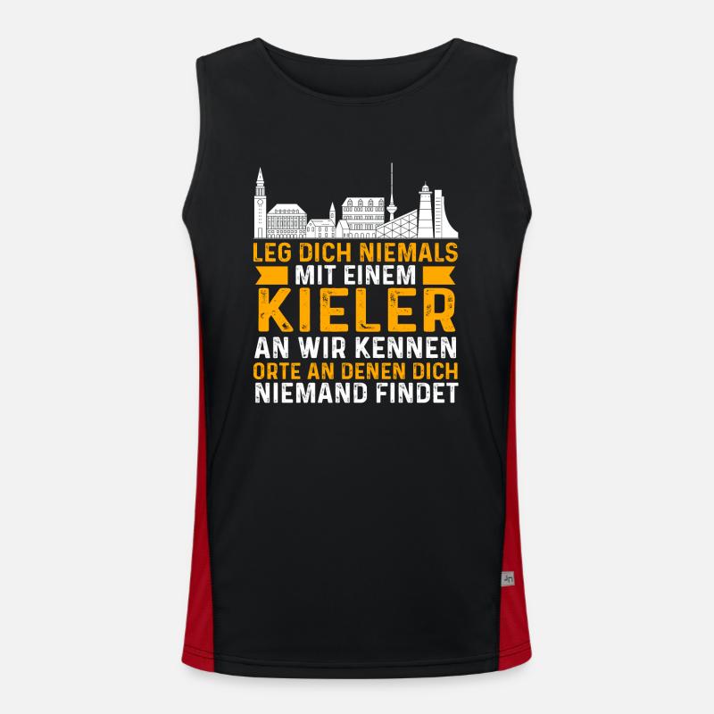Leg Dich Niemals Mit Einem Kieler An Funktionelles Kontrast-Tank Top für Männer 