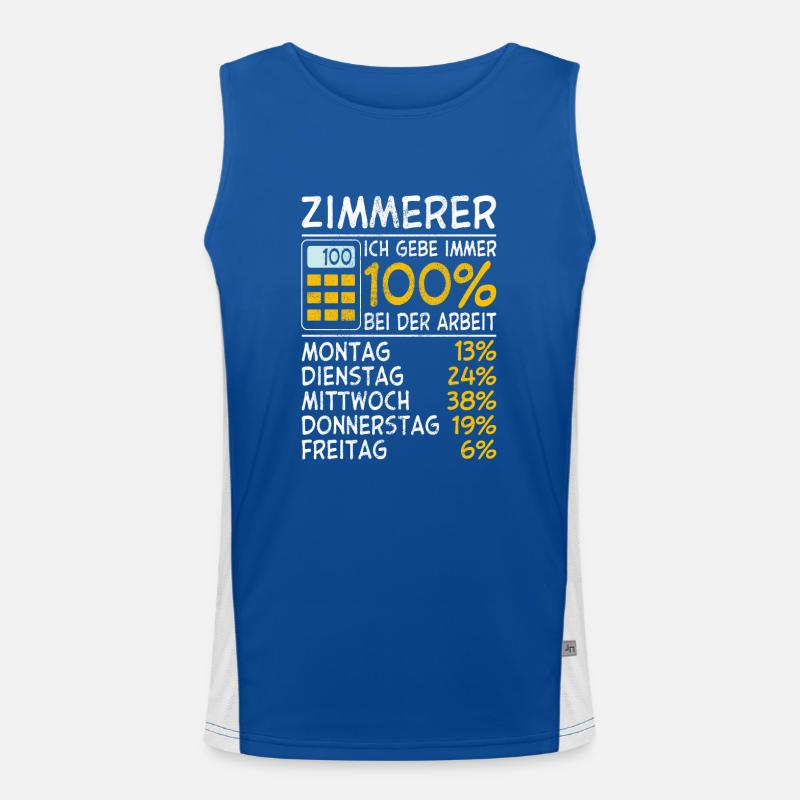 Zimmerer Ich gebe immer 100% bei der Arbeit Lohn Funktionelles Kontrast-Tank Top für Männer 