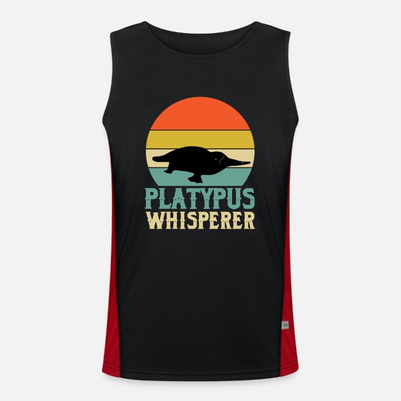 Platypus-whisperer-designign - Men's Functional Contrast Tank Top  - black/red