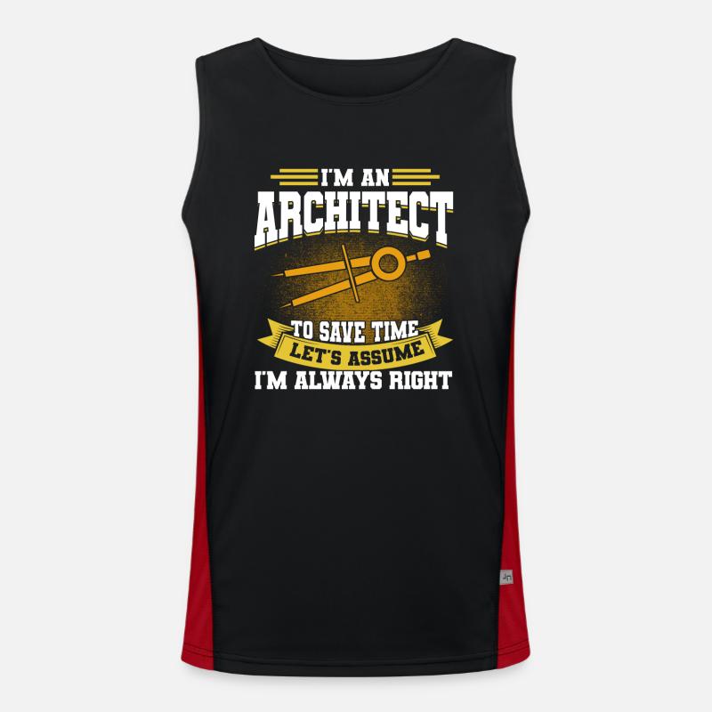 Architect Gift Profession Architecture Job Architect Men's Functional Contrast Tank Top 