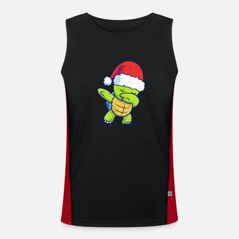 Dabbing Turtle Santa Claus Cap - Men's Functional Contrast Tank Top - black/red