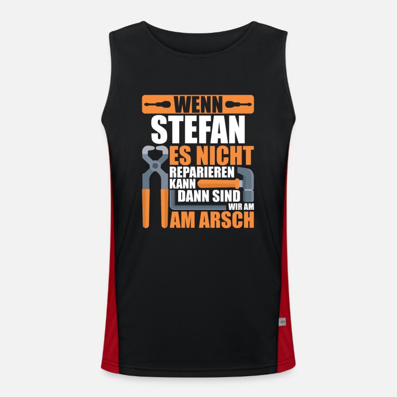 Vorname Stefan Name Geburtstag Geschenk Funktionelles Kontrast-Tank Top für Männer 