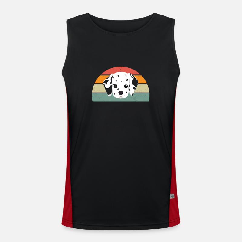 Dalmatian pattern vintage man personalized gift - Men's Functional Contrast Tank Top  - black/red