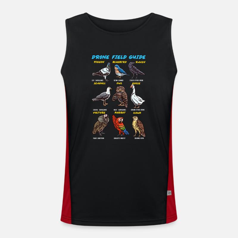 Bird Guide Drones Ducks Parrots Owls Men's Functional Contrast Tank Top 