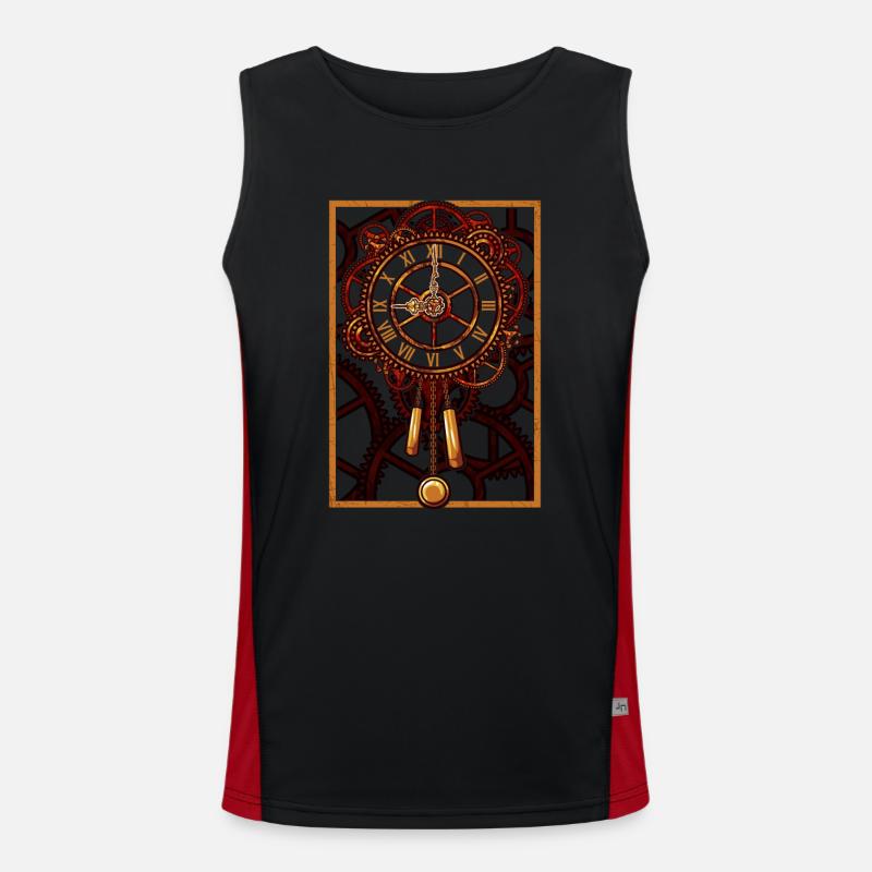 Steampunk Wall Clock Gears Débardeur respirant contrasté Homme 