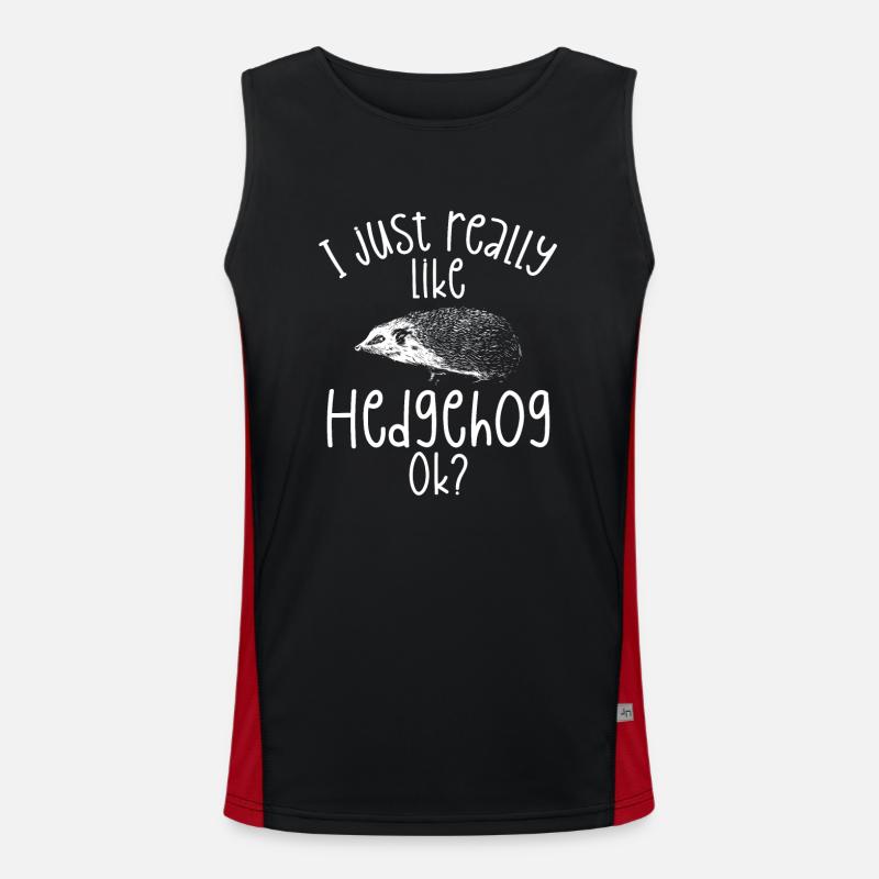 I really like hedgehogs - Men's Functional Contrast Tank Top - black/red