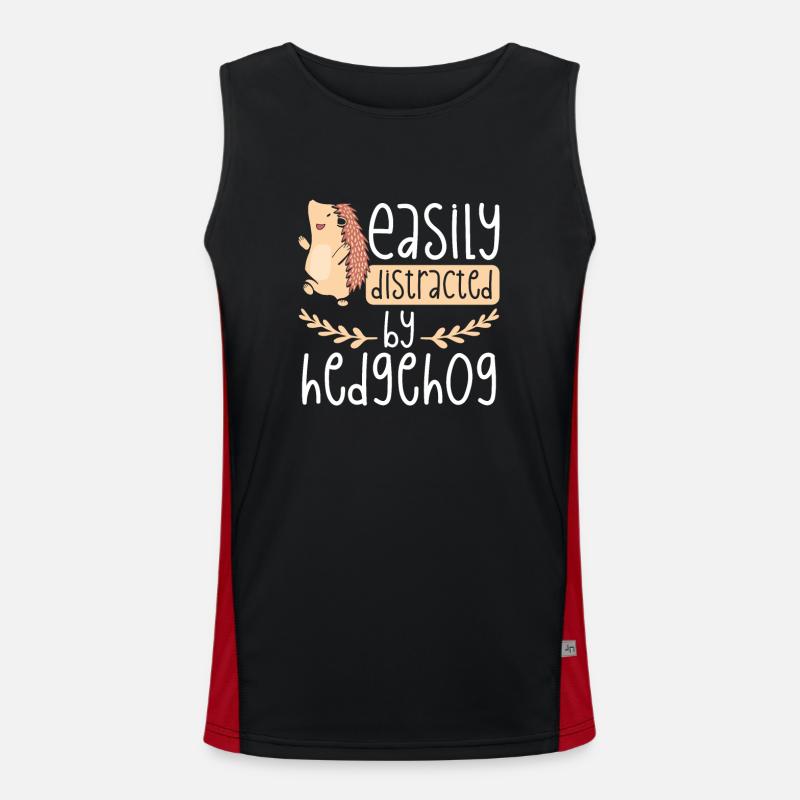 Easily distracted by hedgehogs - Men's Functional Contrast Tank Top  - black/red