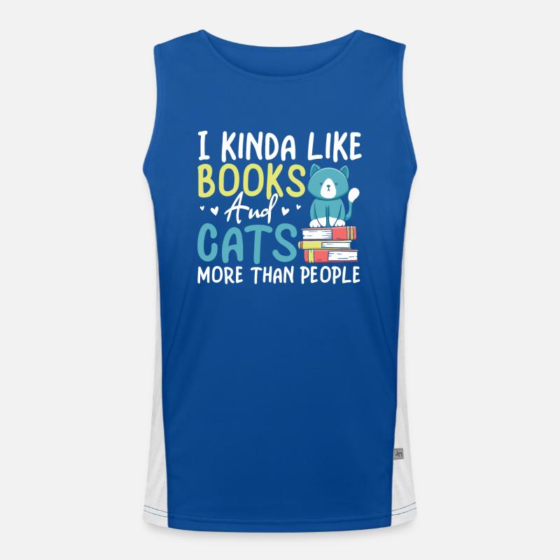 Cat Book Lovers Read Books Men's Functional Contrast Tank Top 