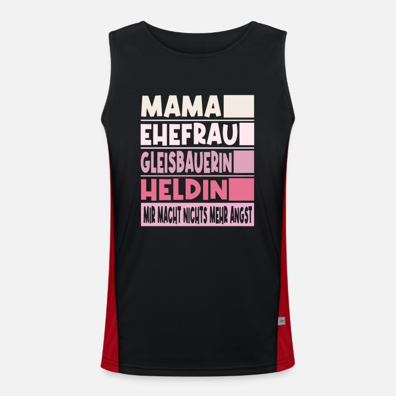 Gleisbauerin Mama Ehefrau Heldin Funktionelles Kontrast-Tank Top für Männer 