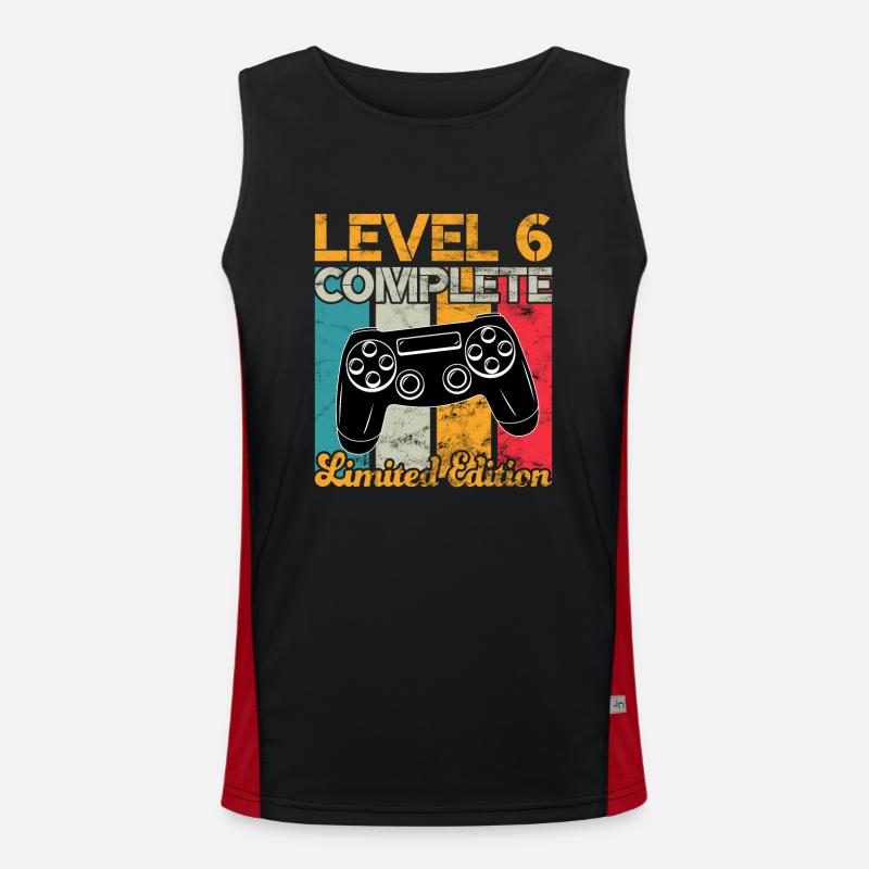 Level 6 complete Gaming Geburtstag Funktionelles Kontrast-Tank Top für Männer 