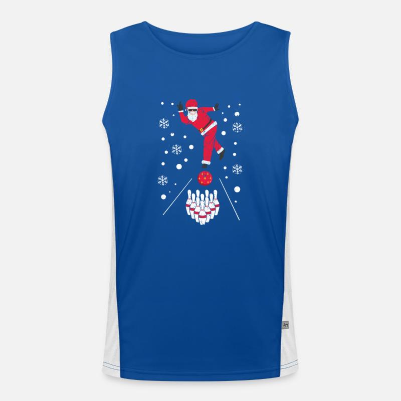 Weihnachtsmann spielt Bowling Mannschaftsspieler Funktionelles Kontrast-Tank Top für Männer 